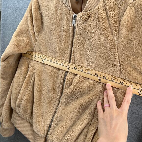 FOREVER 21 Faux Fur Jacket Womens Small Light Brown Full Zip Lightweight - Picture 5 of 9